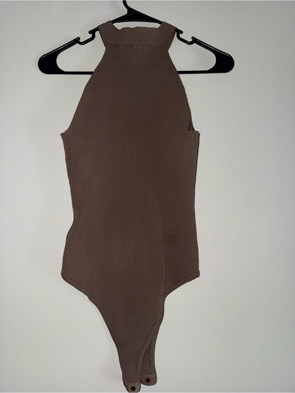 Daily Ritual Brown Ribbed Halter One-Piece Bodysuit - Picture 2 of 3
